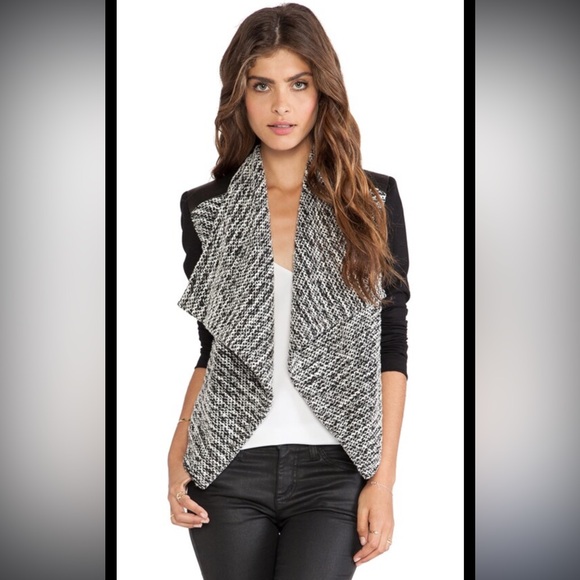 - Alice + Olivia Black jacket with leather.  Good used condition.  No size… - Picture 1 of 5